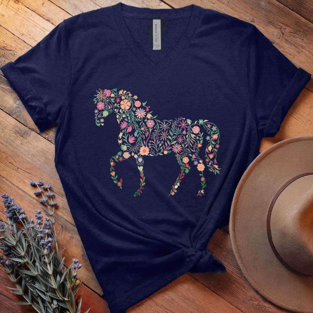Flowers Horse - V-neck