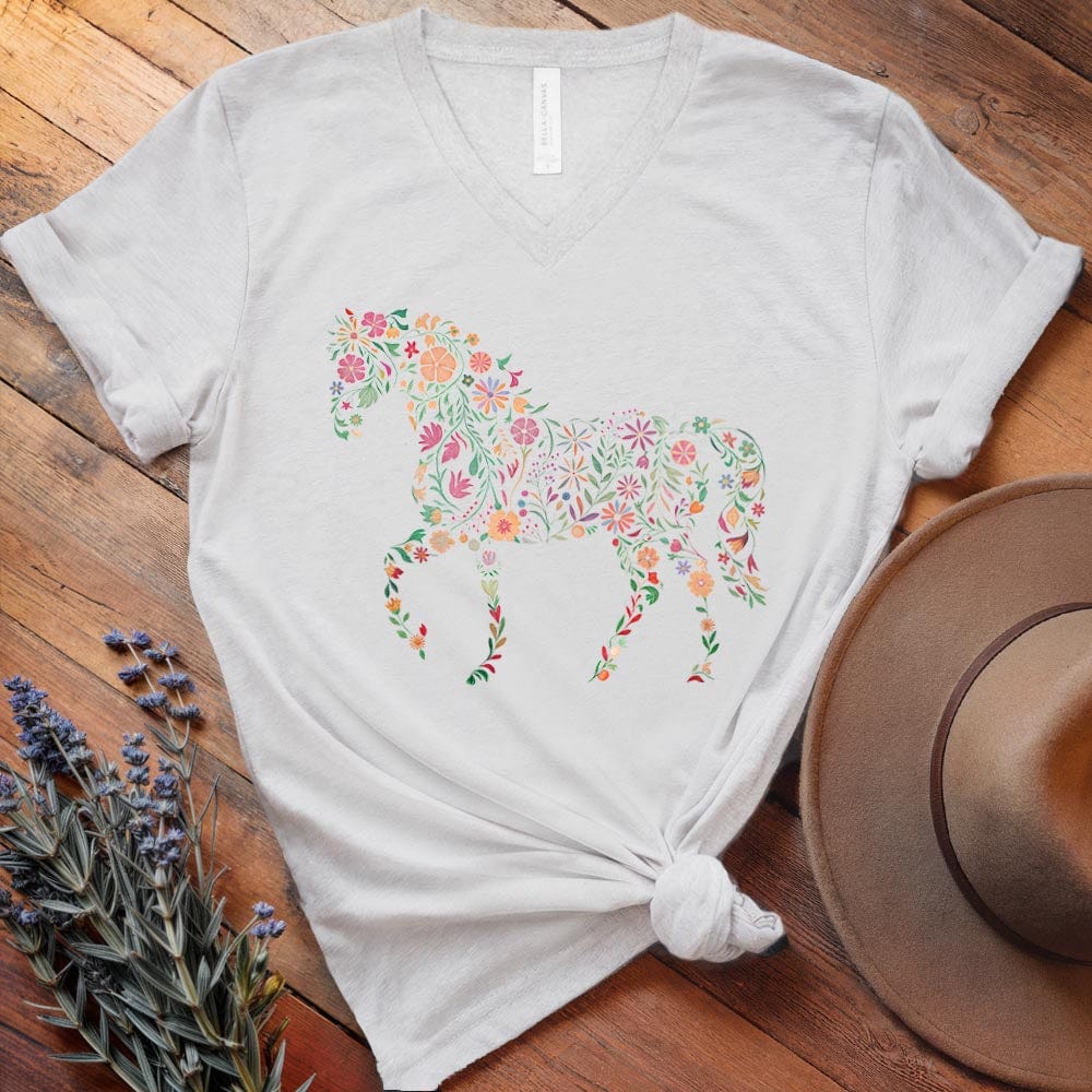 Flowers Horse - V-neck