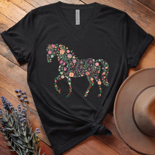 Flowers Horse - V-neck