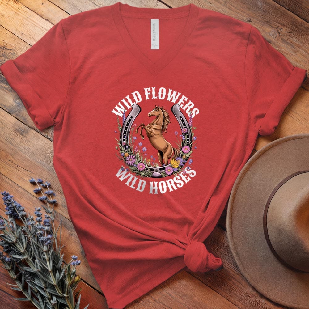 Wild Flowers, Wild Horses 2 - V-neck