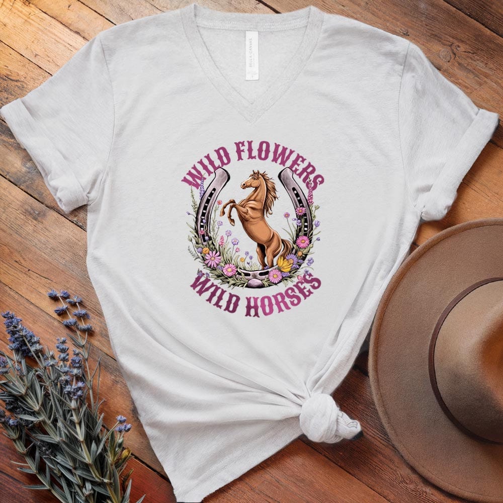 Wild Flowers, Wild Horses 2 - V-neck