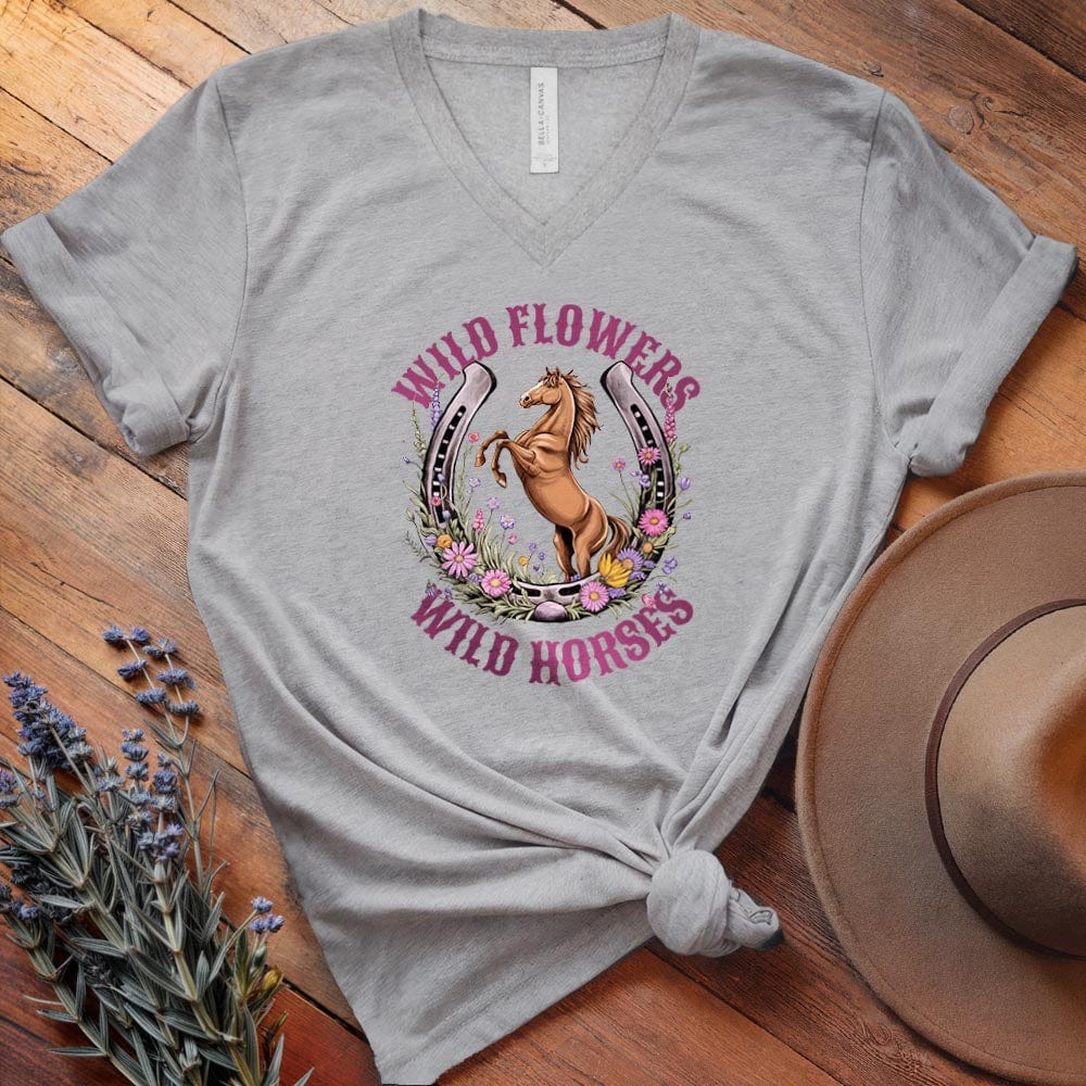 Wild Flowers, Wild Horses 2 - V-neck
