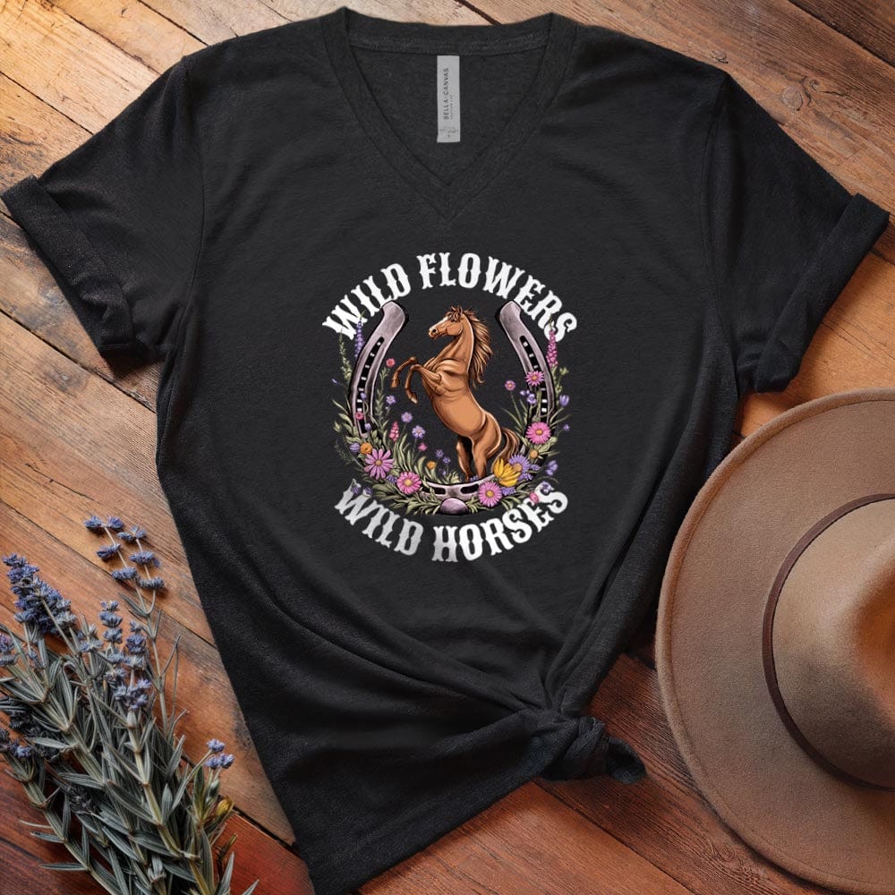 Wild Flowers, Wild Horses 2 - V-neck