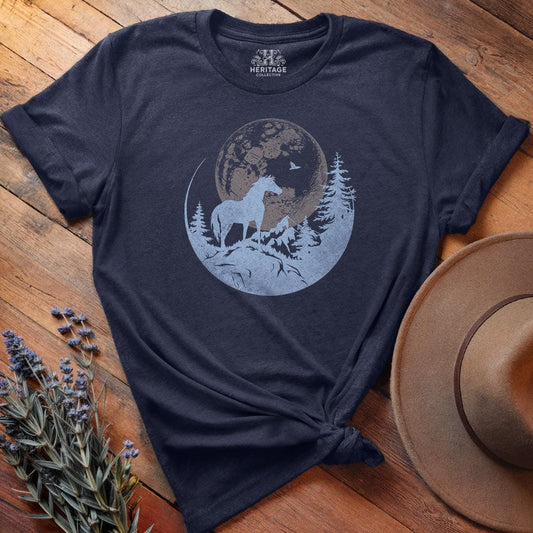 Horse and Full moon Art