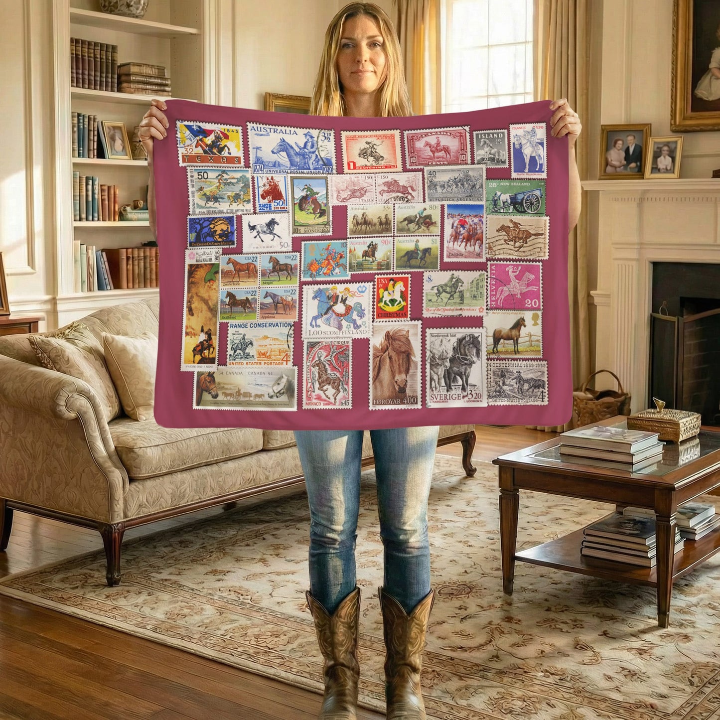 Horse Stampss of the World - Sherpa Fleece Blanket