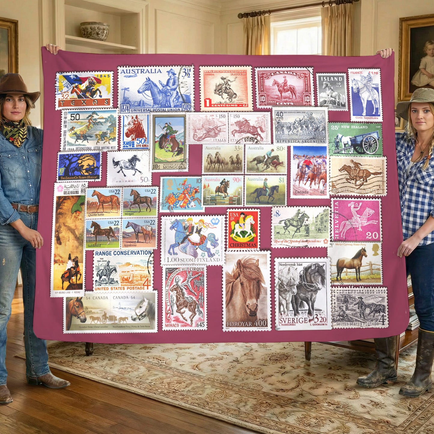 Horse Stampss of the World - Sherpa Fleece Blanket