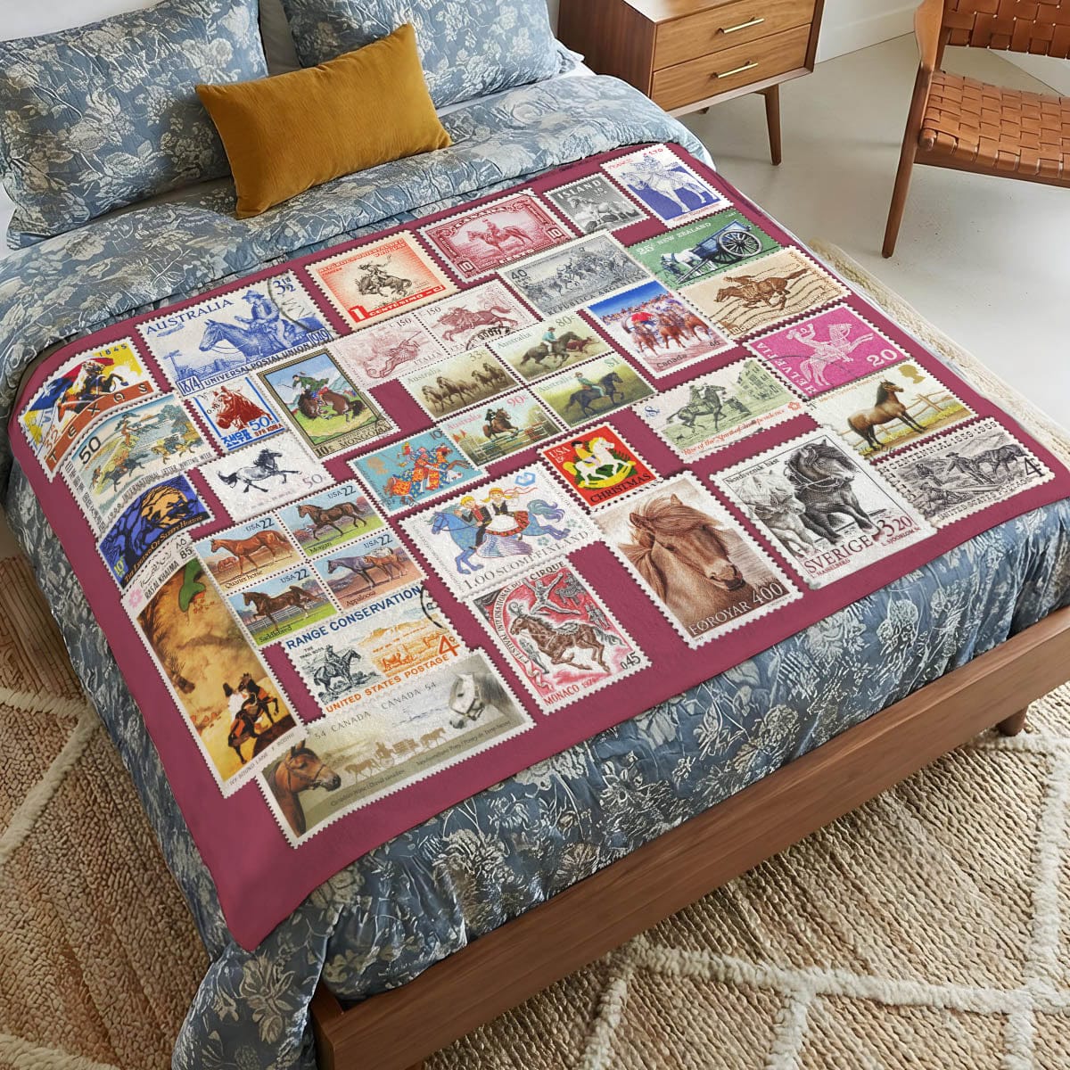 Horse Stampss of the World - Sherpa Fleece Blanket