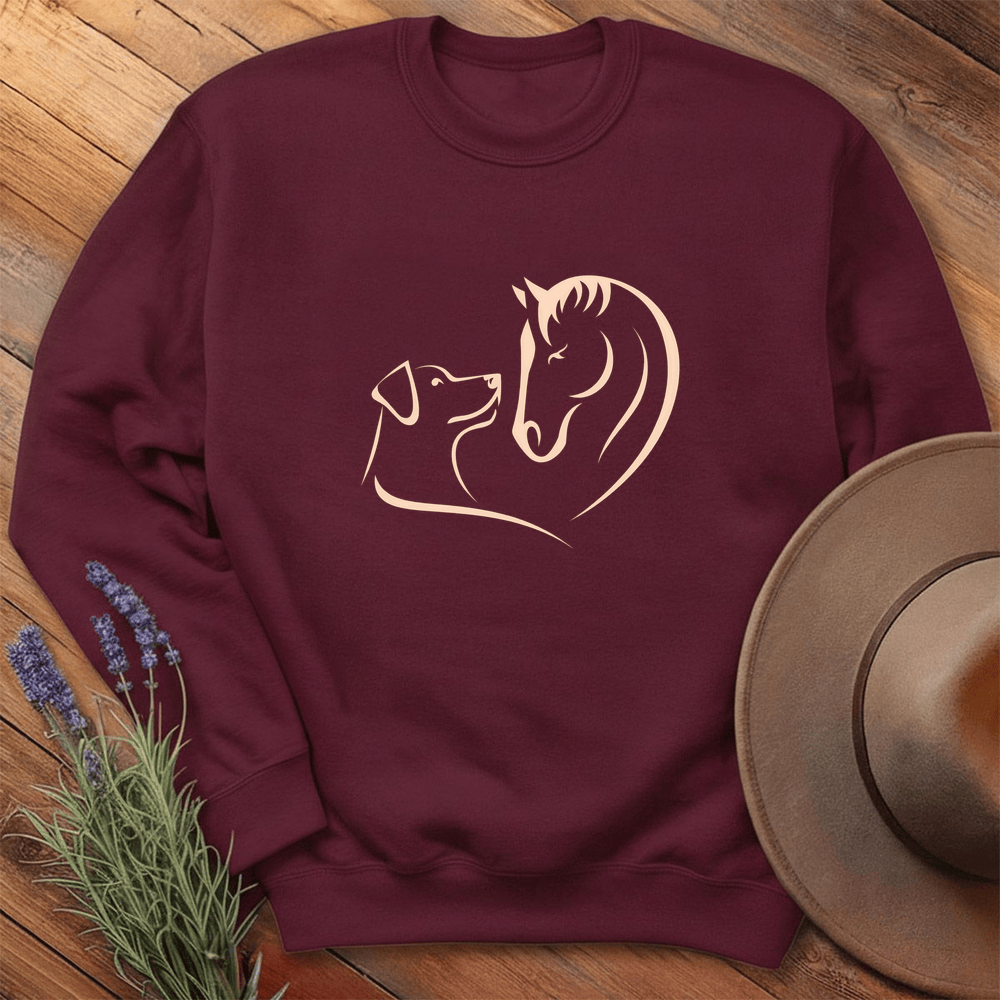 Horse & Dog Love - Sweatshirt - Maroon