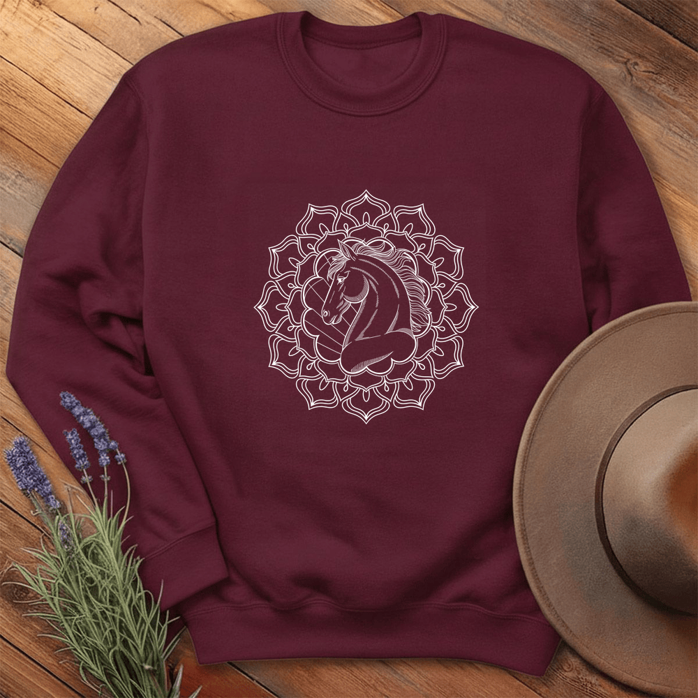 Mandala Horse Head - Sweatshirt - Maroon