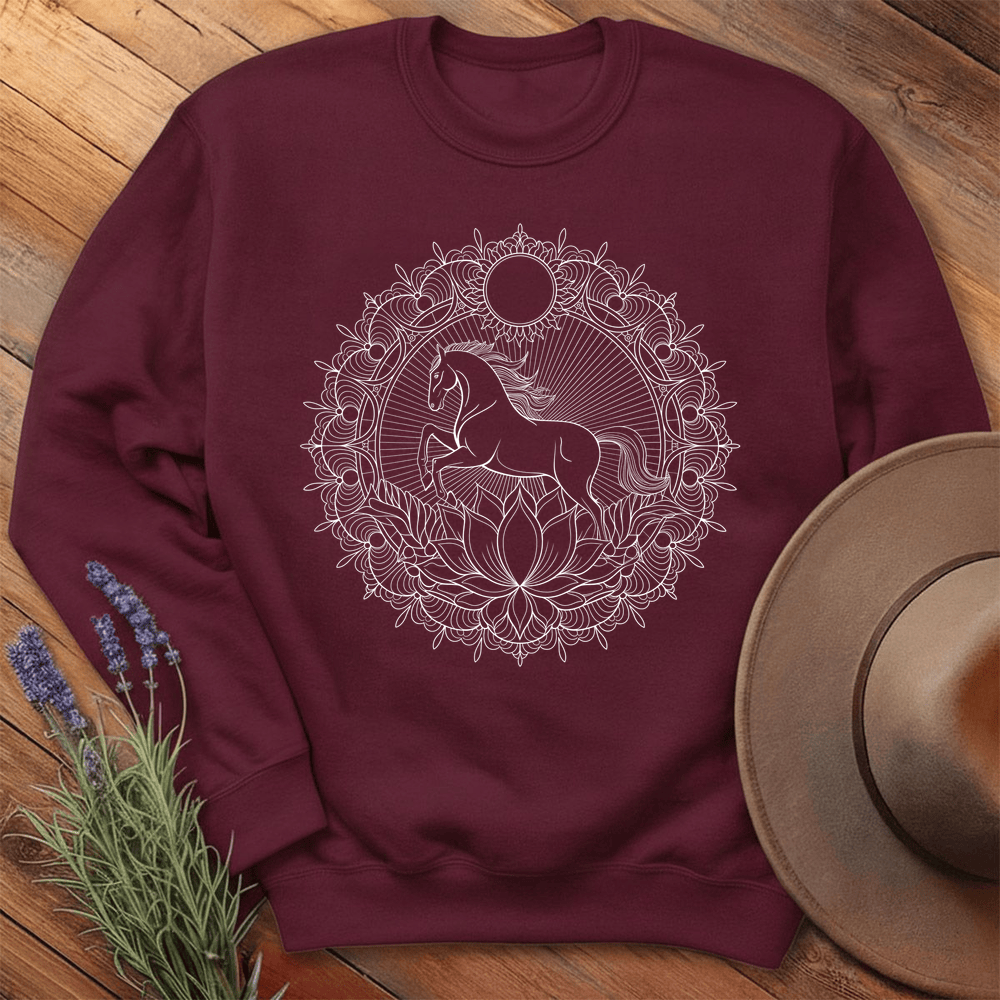 Mandala Horse - Swearshirt - Maroon