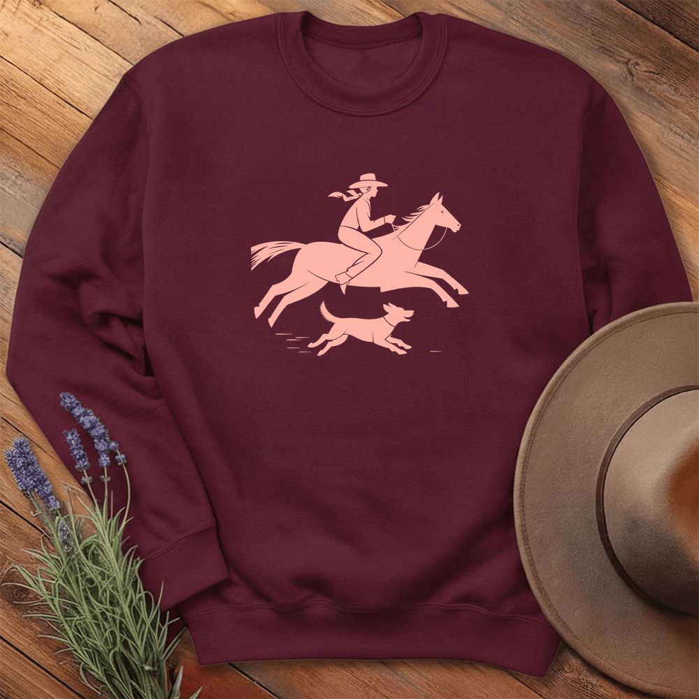 Cowgirl and dog - Sweatshirt - Maroon
