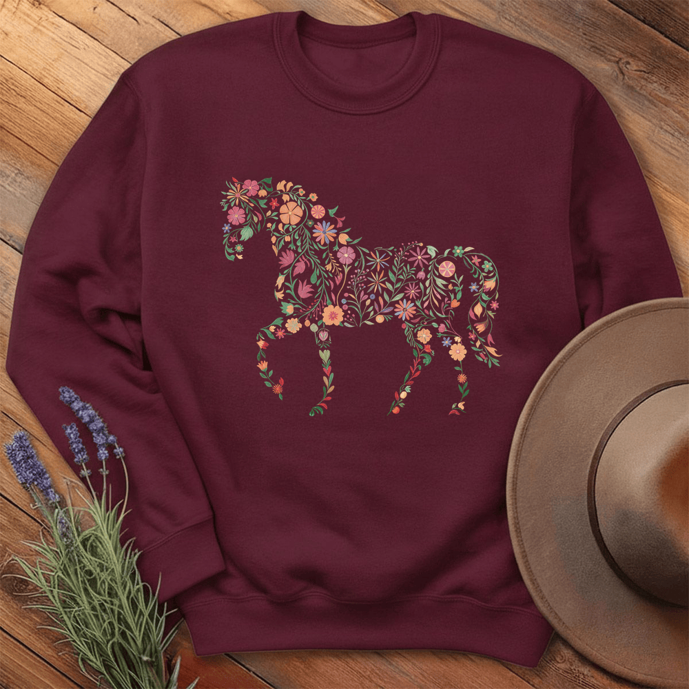 Flower Horse - Sweatshirt - Maroon