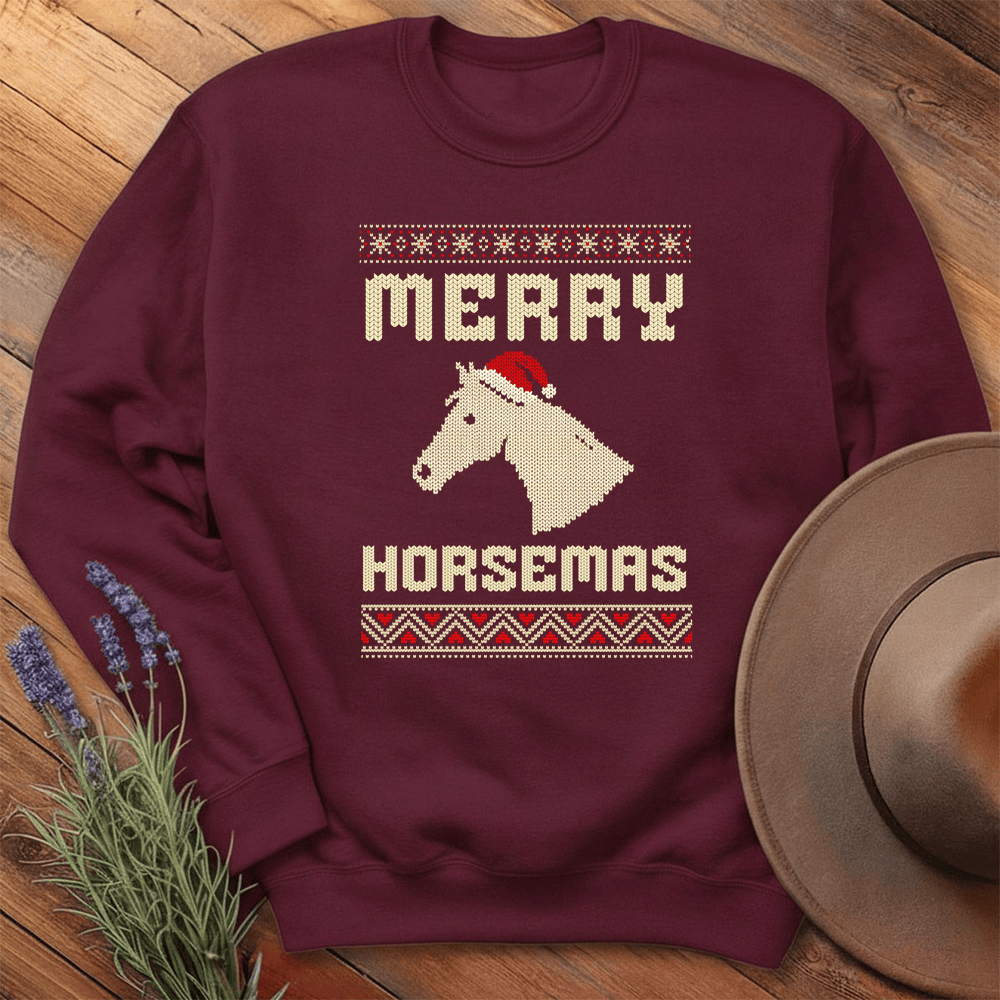 Xmas Horse Knit - Sweatshirt - Maroon