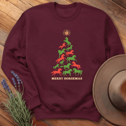 Horse Christmas Tree - Sweatshirt - Maroon