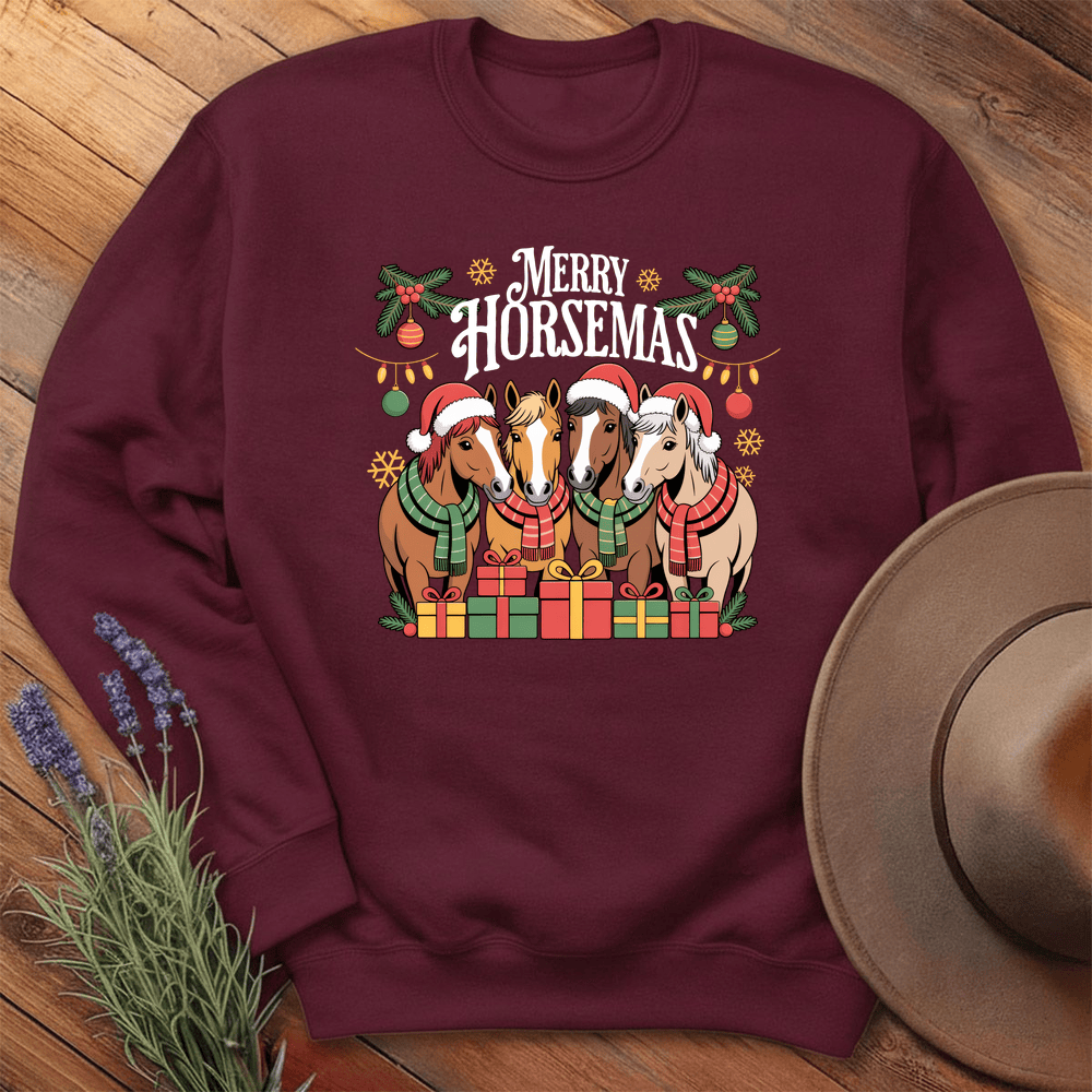Merry Horsemas - Sweatshirt - Maroon
