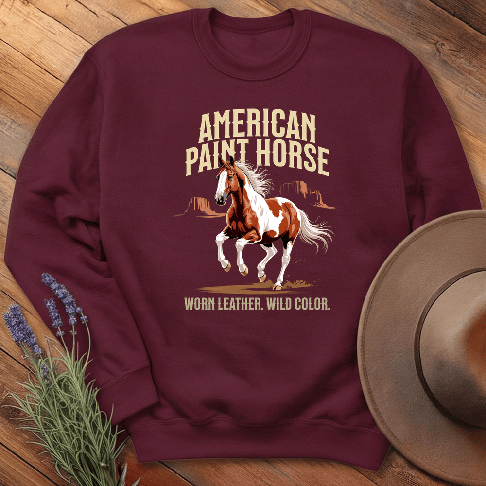 Breed Spirit, American Paint Horse - Sweatshirt - Maroon