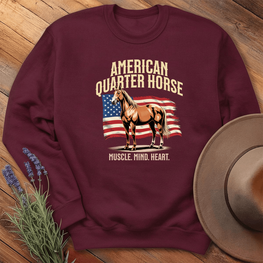 Breed Spirit, American Quarter Horse - Sweatshirt - Maroon
