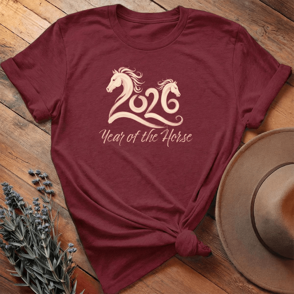 Year Of The Horse 3 - Premium Lightweight Tee - Maroon