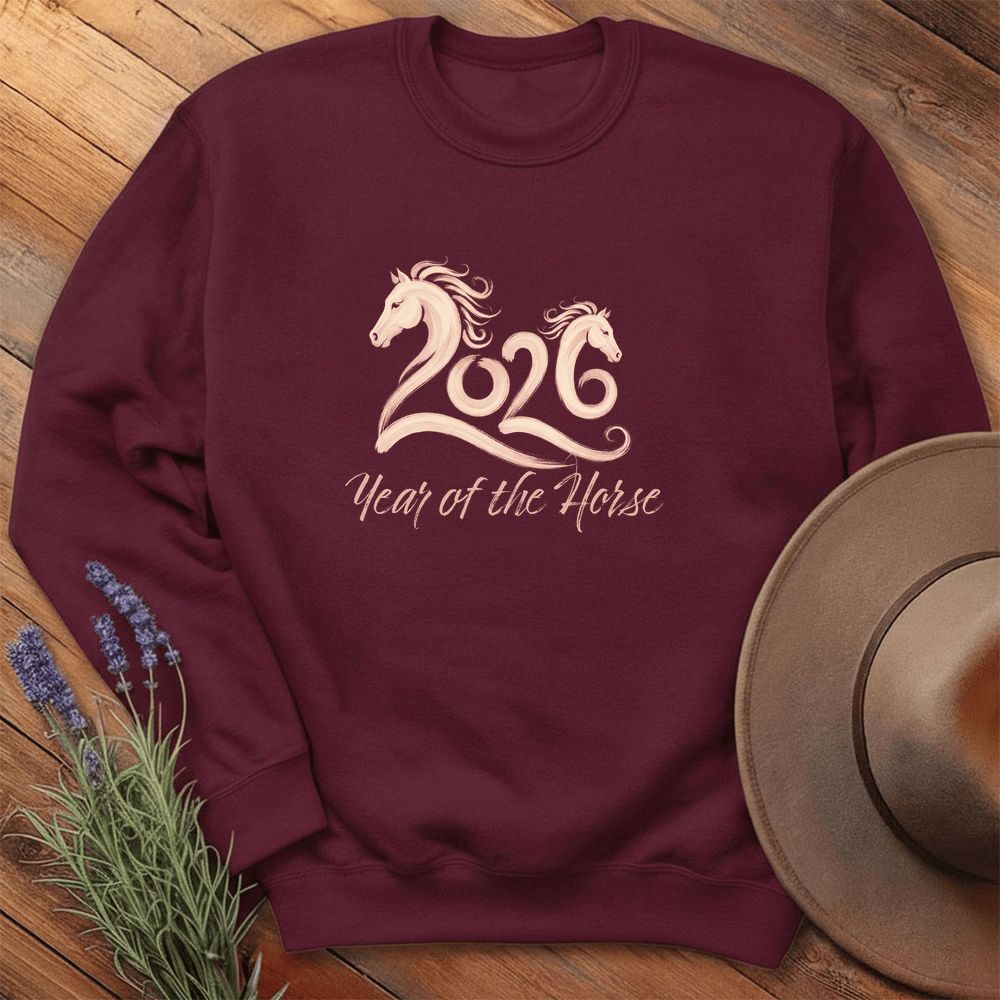 Year Of The Horse 3 - Sweatshirt - Maroon