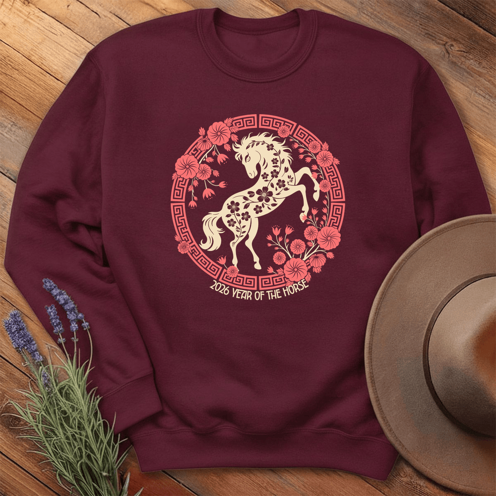 Year Of The Horse 9 - Sweatshirt - Maroon