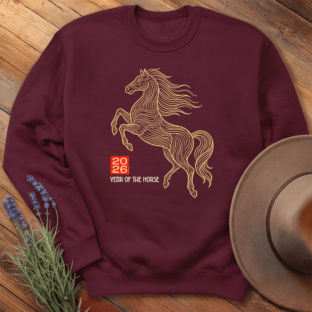 Year Of The Horse 7 - Sweatshirt - Maroon