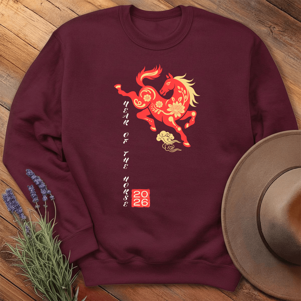 Year Of The Horse 6 - Sweatshirt - Maroon