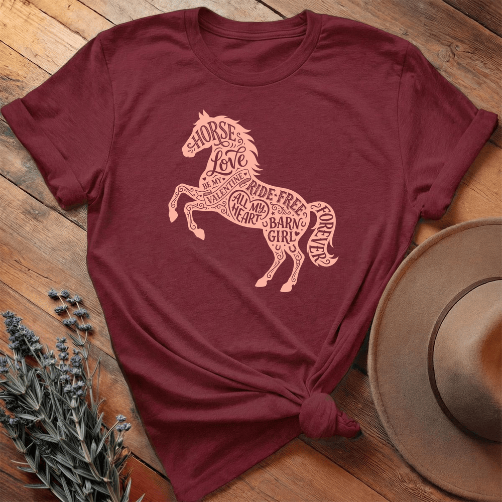 Horse Love Silhouette - Maroon