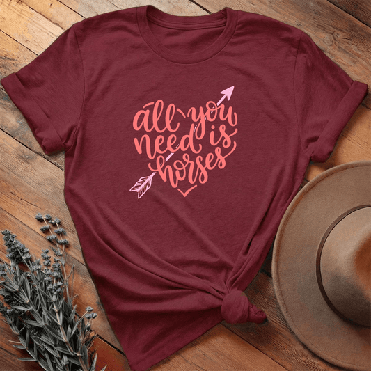 All you need is horses - Premium Lightweight Tee - Maroon