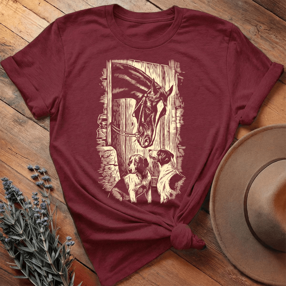 Vintage Horse Dog 3 - Premium Lightweight Tee - Maroon