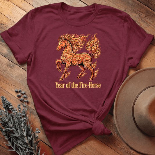 Year Of The Fire Horse 10 - Premium Lightweight Tee - Maroon