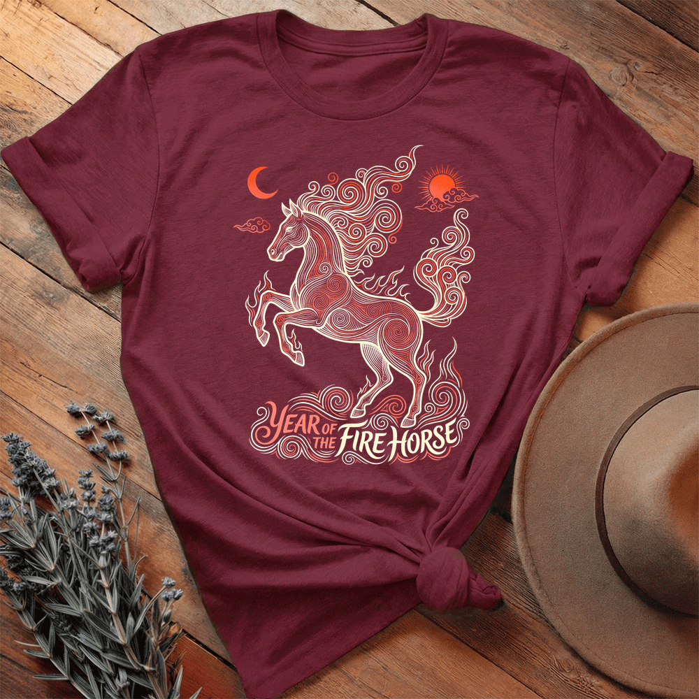 Year Of The Fire Horse 11 - Premium Lightweight Tee - Maroon