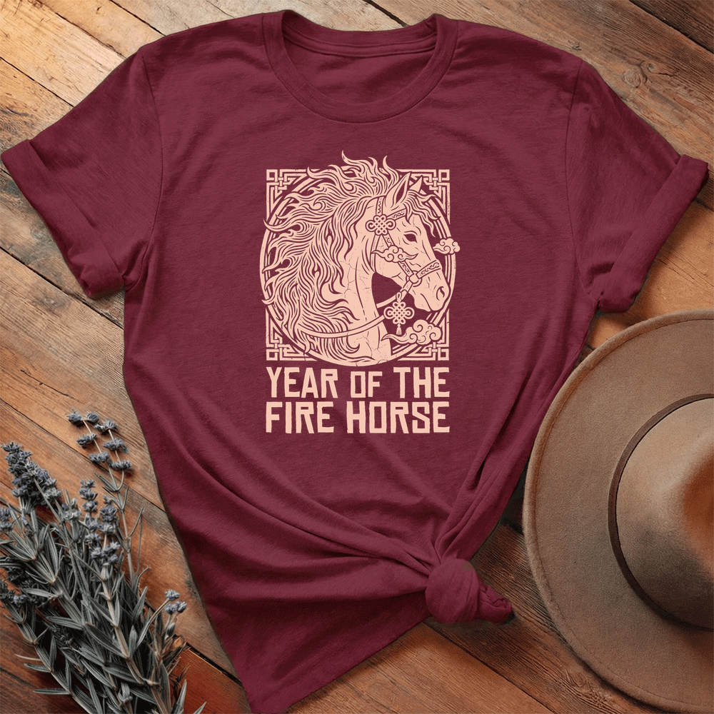 Year Of The Fire Horse 9 - Premium Lightweight Tee - Maroon