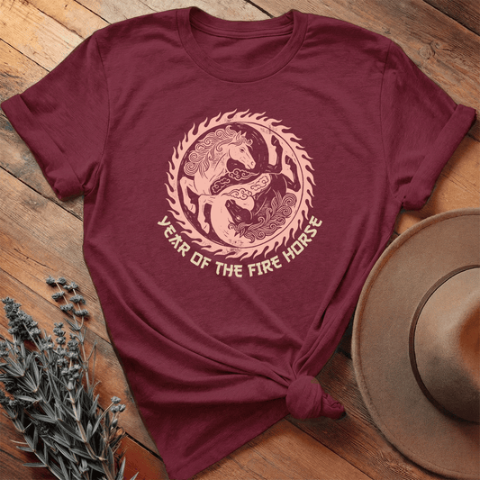 Year Of The Fire Horse 7 - Premium Lightweight Tee - Maroon