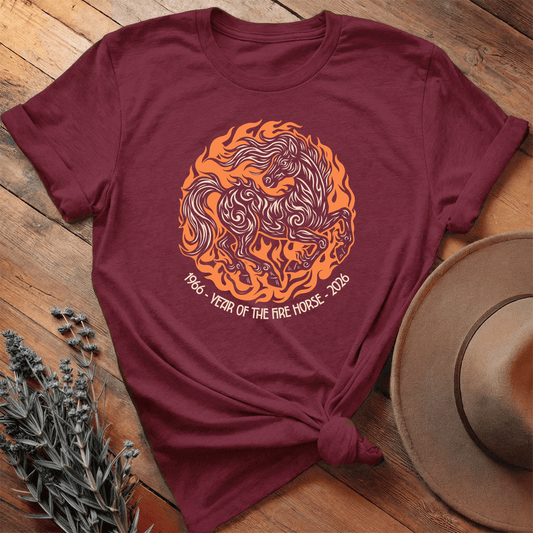 Year Of The Fire Horse 5 - Premium Lightweight Tee - Maroon