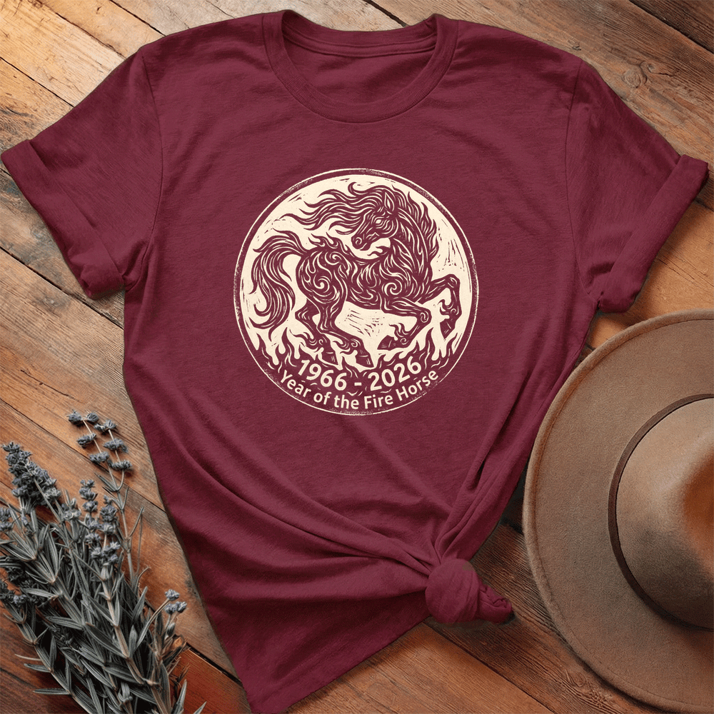 Year Of The Fire Horse 3 - Premium Lightweight Tee - Maroon