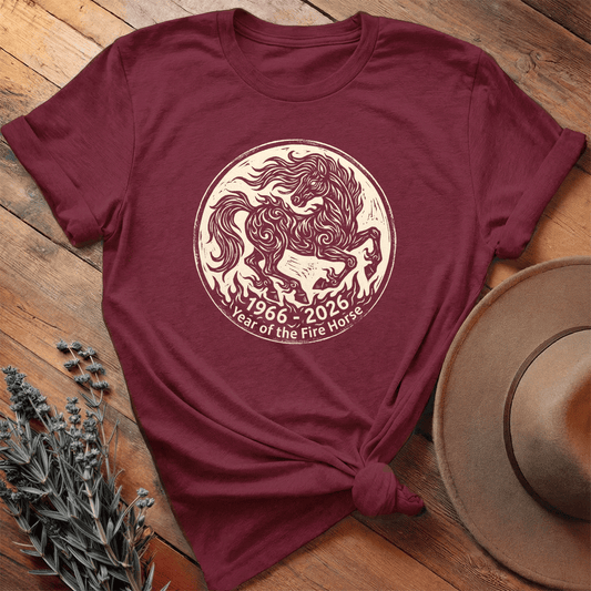 Year Of The Fire Horse 3 - Premium Lightweight Tee - Maroon