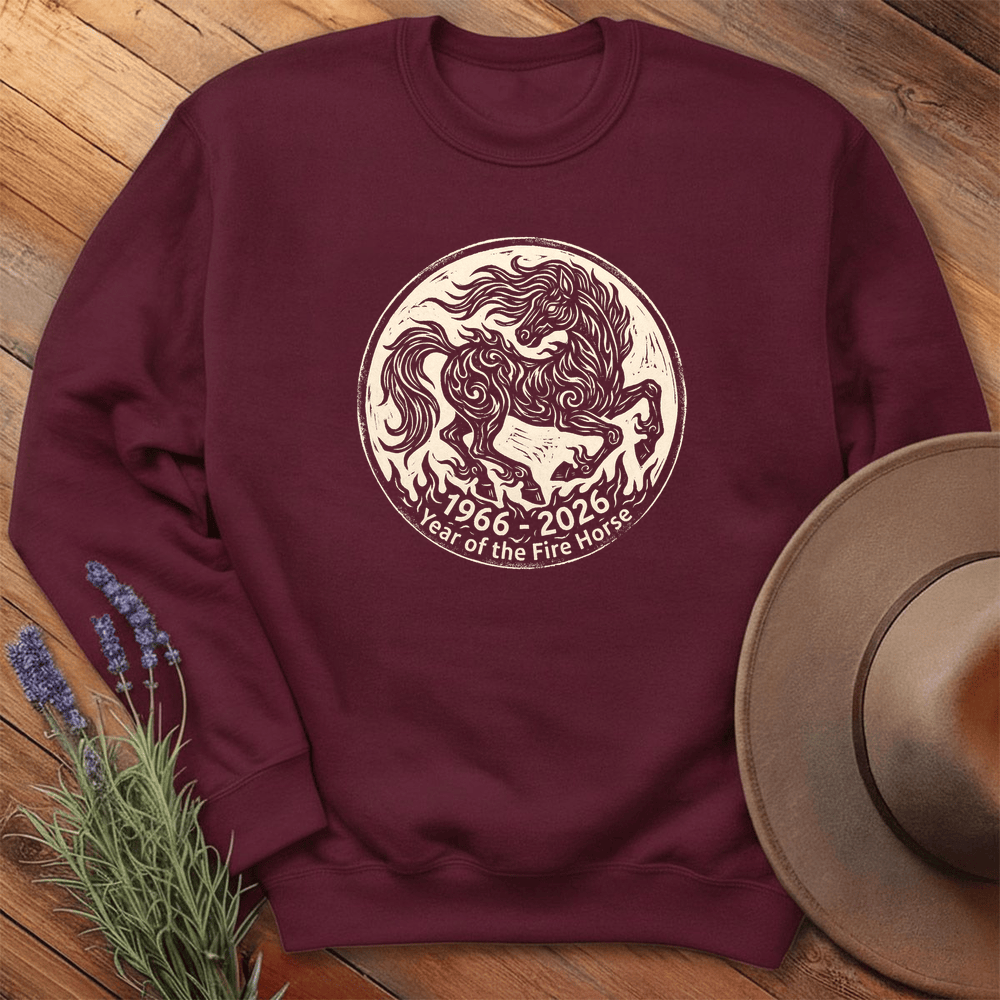 Year Of The Fire Horse 3 - Sweatshirt - Maroon