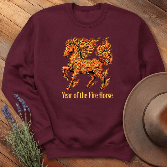 Year Of The Fire Horse 10 - Sweatshirt - Maroon