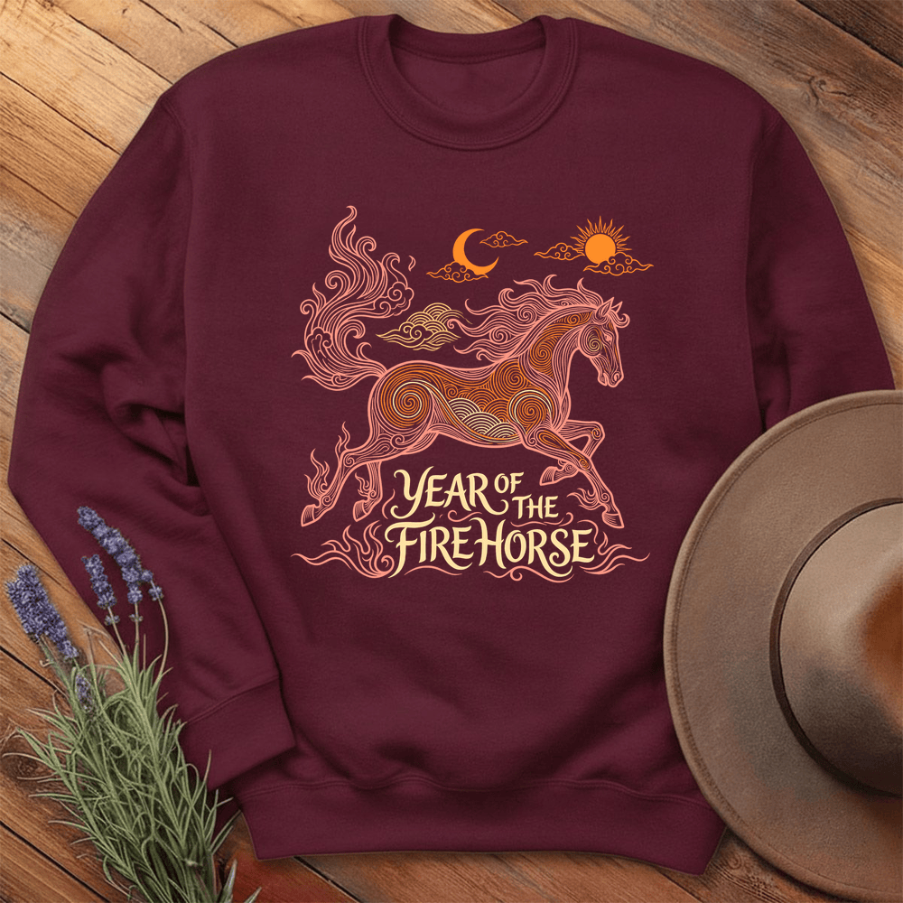 Year Of The Fire Horse 12 - Sweatshirt - Maroon