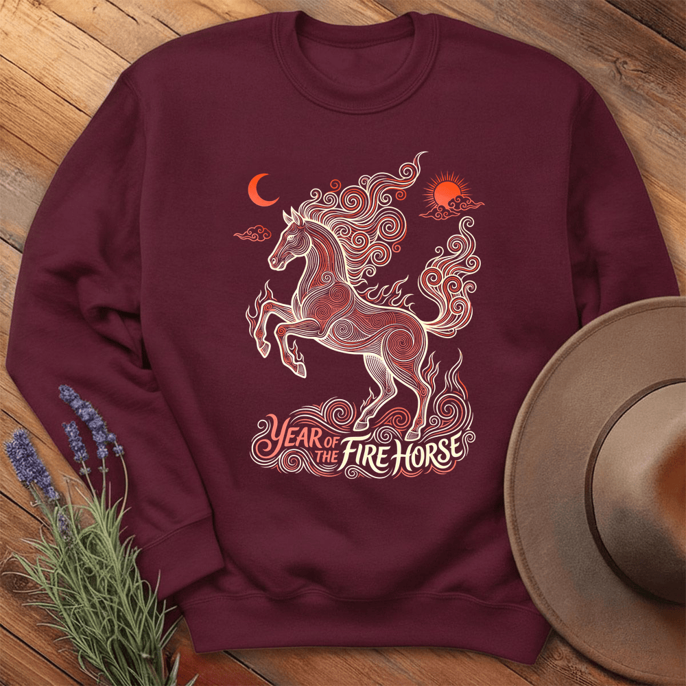 Year Of The Fire Horse 11 - Sweatshirt - Maroon