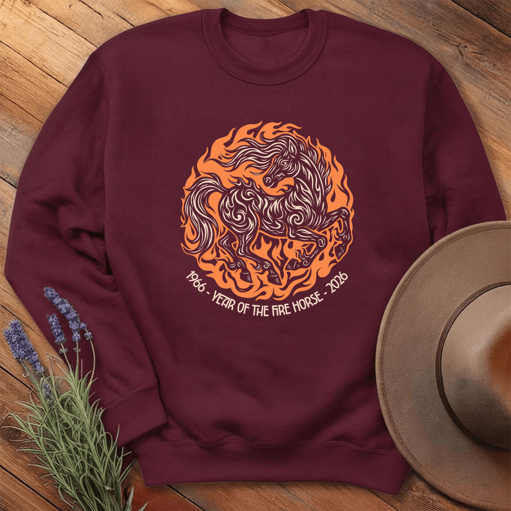Year Of The Fire Horse 5 - Sweatshirt - Maroon