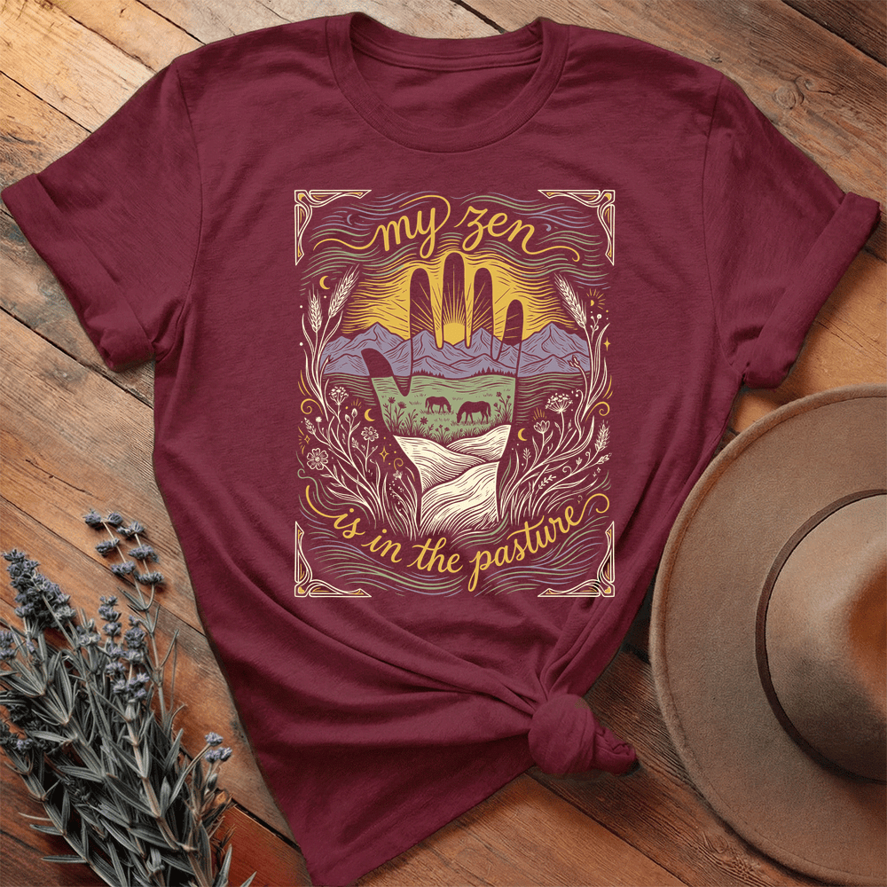 My Zen is in the Pasture - Premium Lightweight Tee - Maroon