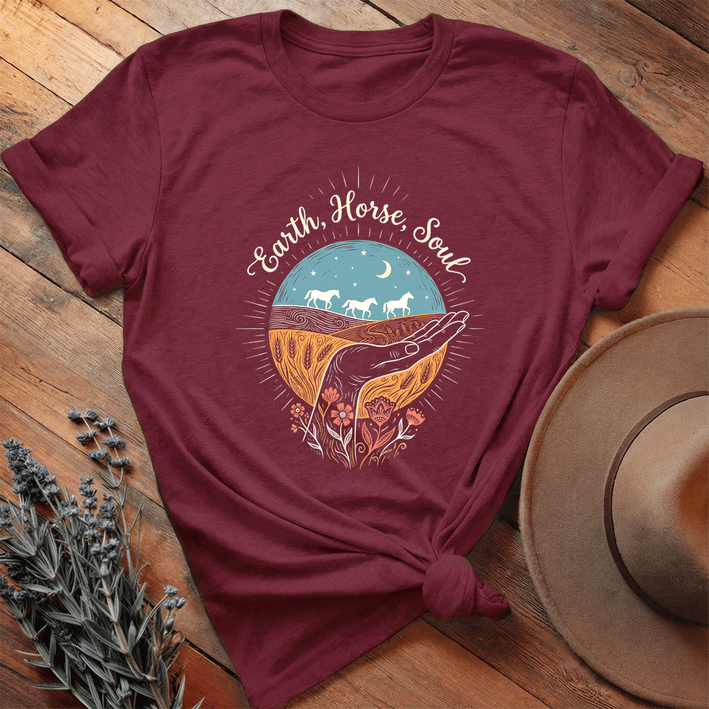 Earth, Horse, Soul - Premium Lightweight Tee - Maroon