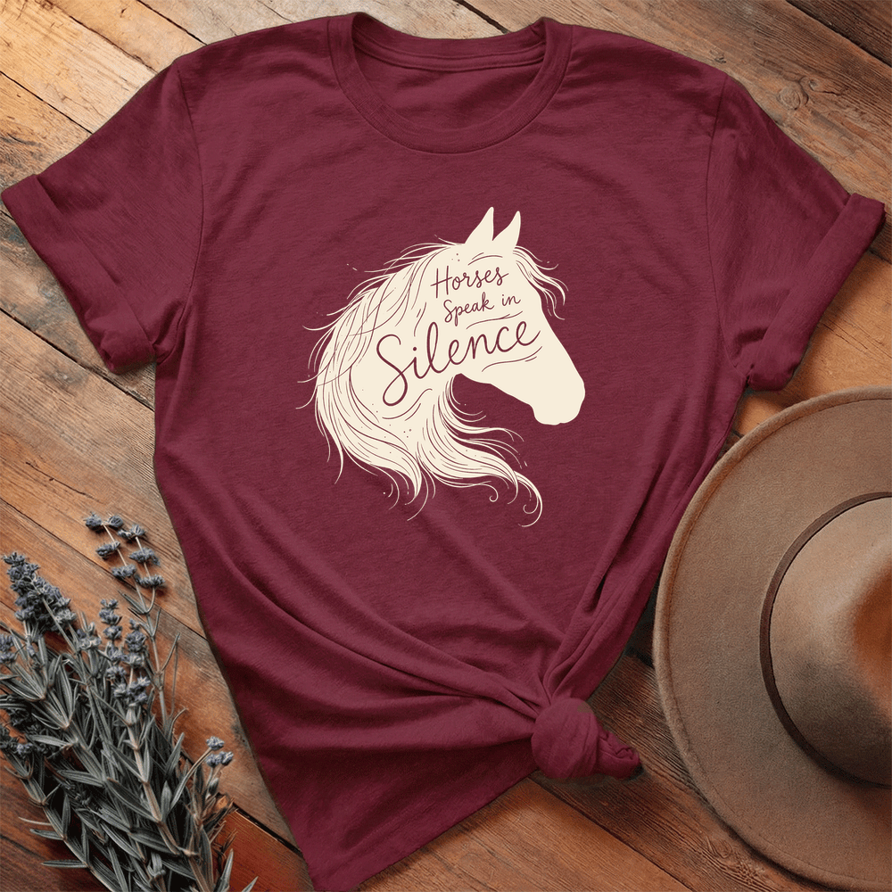 Horses Speak in Silence 1 - Premium Lightweight Tee - Maroon