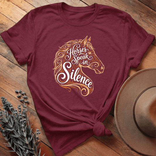 Horses Speak in Silence 2 - Premium Lightweight Tee - Maroon