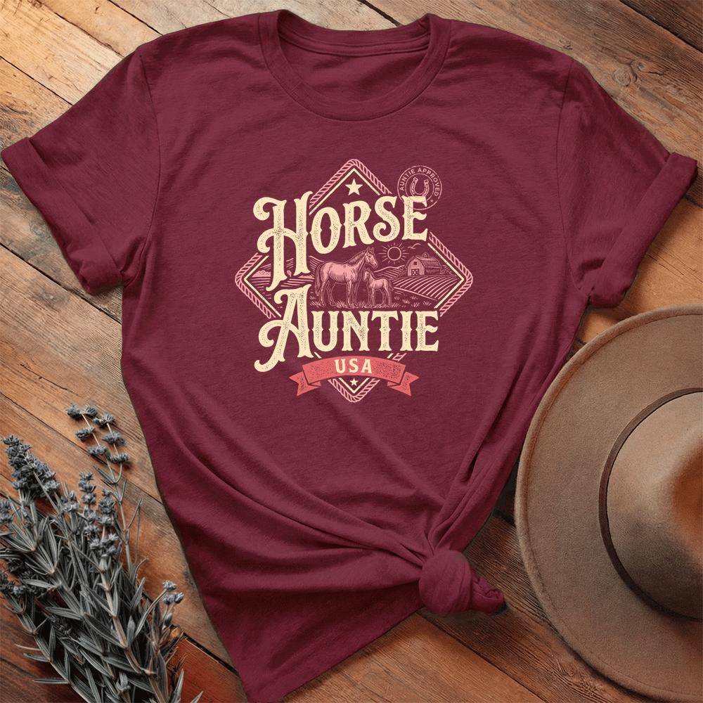 Horse Auntie - Premium Lightweight Tee - Maroon