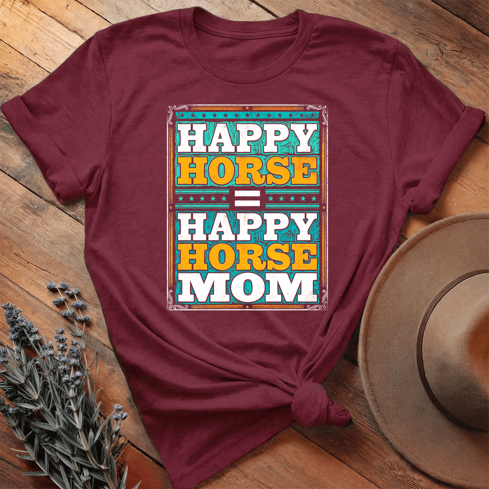 Happy Horse Mom - Premium Lightweight Tee - Maroon