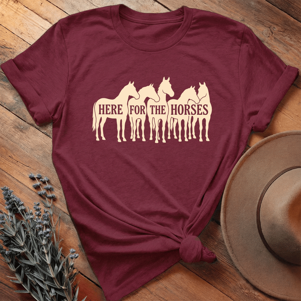 Here for the Horses - Premium Lightweight Tee - Maroon