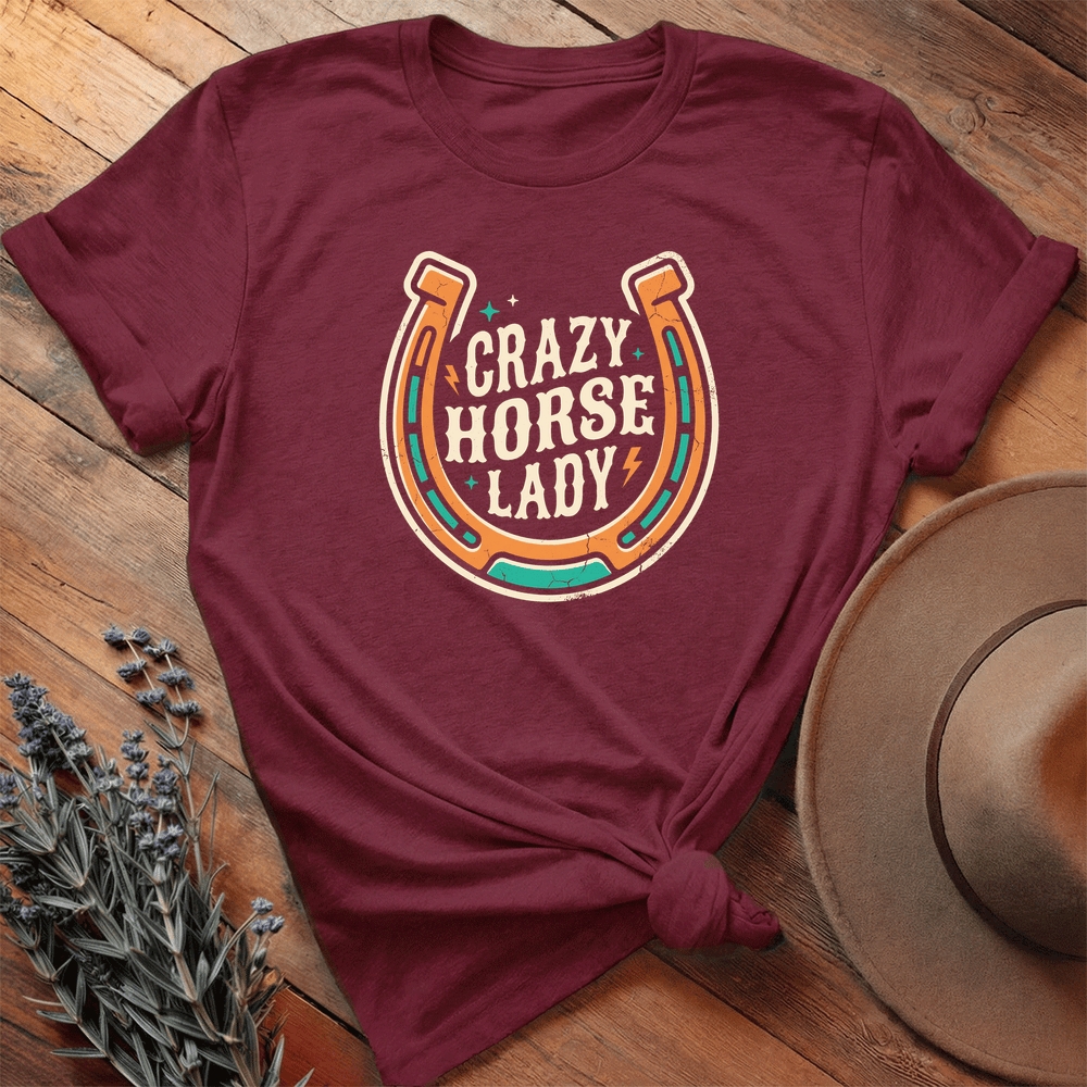 Crazy Horse Lady - Premium Lightweight Tee - Maroon