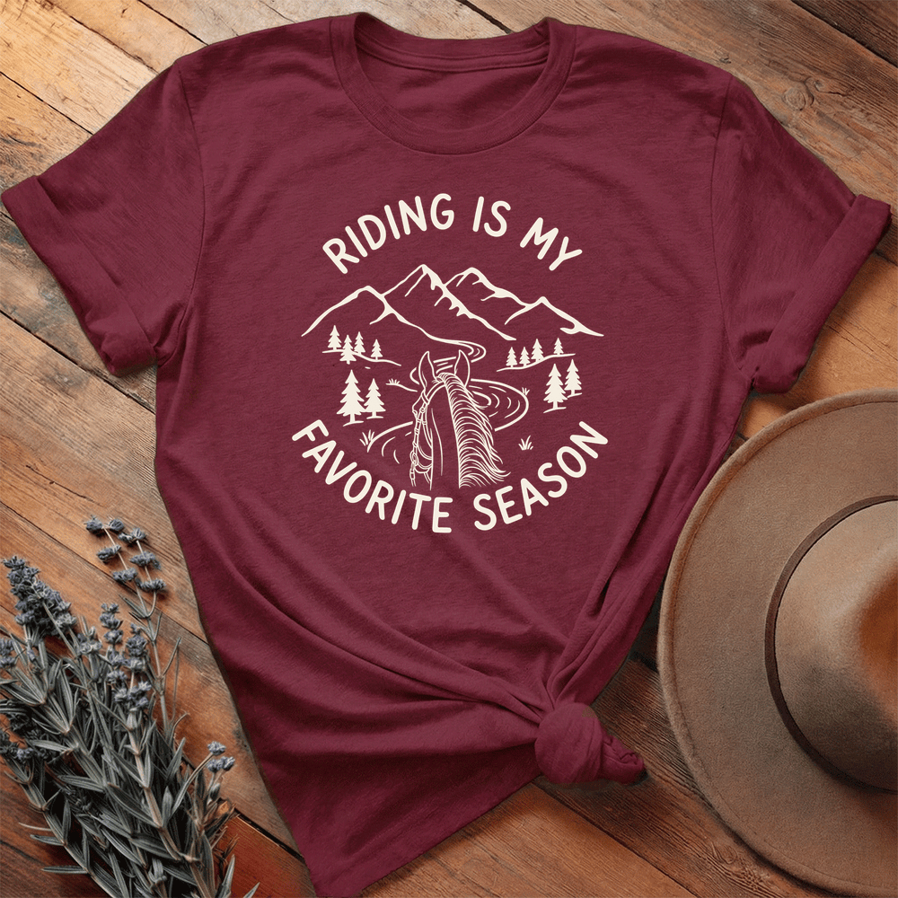 Riding is my favorite season 1 - Premium Lightweight Tee - Maroon